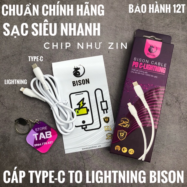 Cáp Sạc Nhanh Bison Type-C To Lightning Cho IPhone Chính Hãng - Bảo Hành 12T