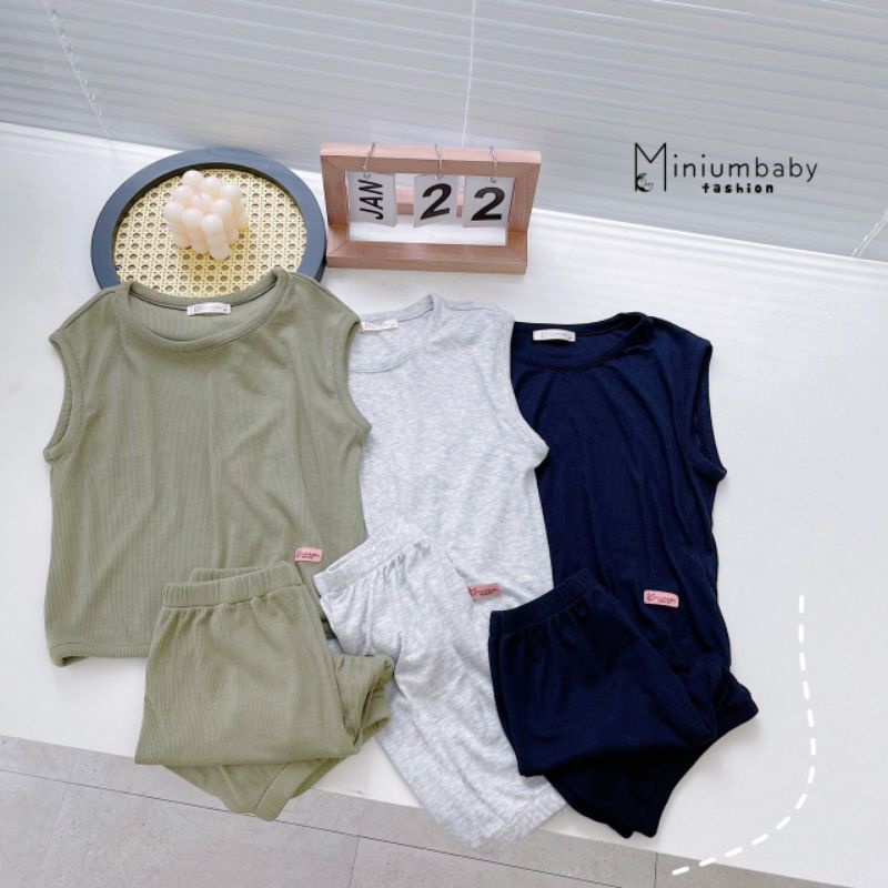 [MINIUMBABY] Bộ Đồ Thun Tăm Sát Nách Siêu Mềm Mịn Co Dãn Cho Bé Ngày Hè Năng Động