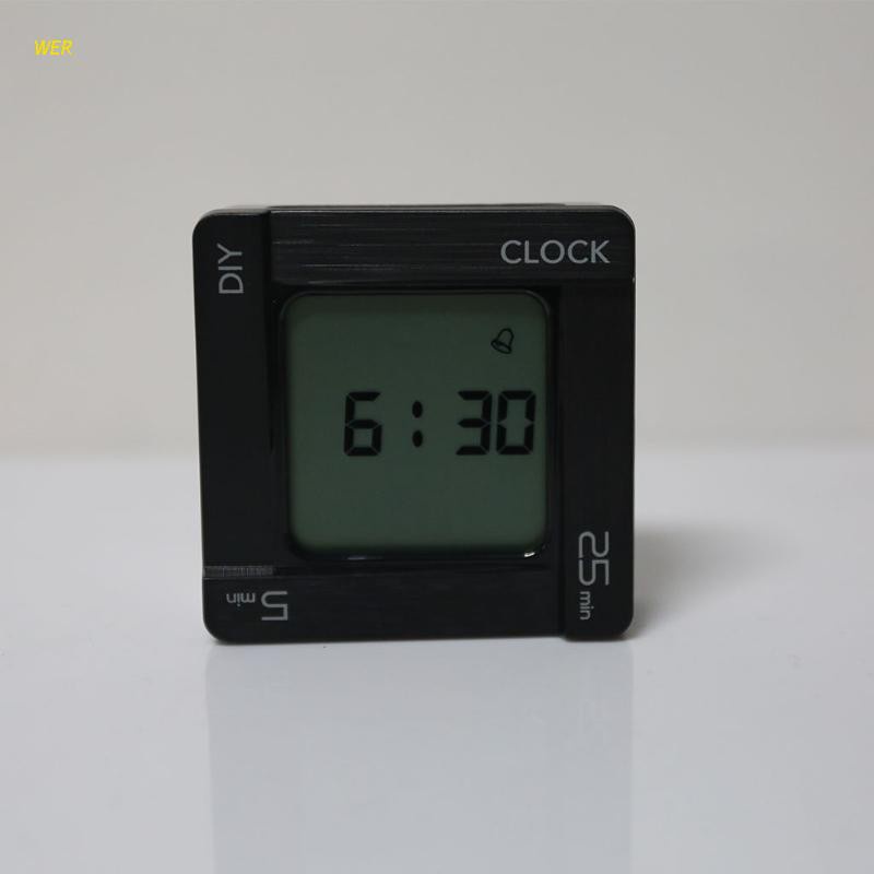 WER Multifunctional DIY Time Management Pomodoro Timer Creative Square Alarm Clock Vibration Flashing Backlight Timer Reminder for Students Adults