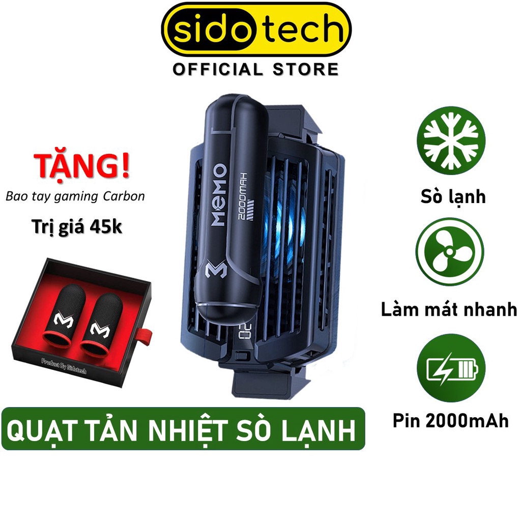 Quạt tản nhiệt điện thoại sò lạnh SIDOTECH DL10 không dây pin 2000mAh đèn led RGB chơi game pubg freefire liên quân