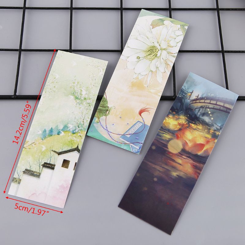 Set 30 Thẻ Đánh Dấu Trang Sách Bằng Giấy Họa Tiết Vẽ Kiểu Trung Hoa Cổ Điển Sáng Tạo