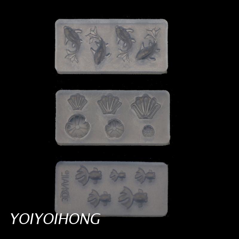 Set 3 Khuôn Làm Trang Sức Hình Hoa Sen/Cá Vàng Mini DIY