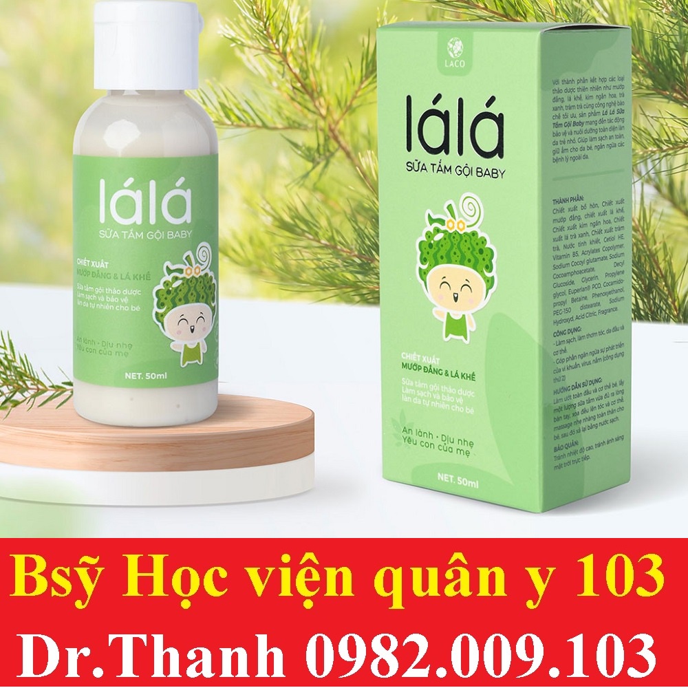 Sữa tắm gội bé thảo được LÁ LÁ LACO không cay mắt làm sạch thơm bảo vệ làn da tự nhiên an toàn sức khỏe cho bé - 50ml ❤️