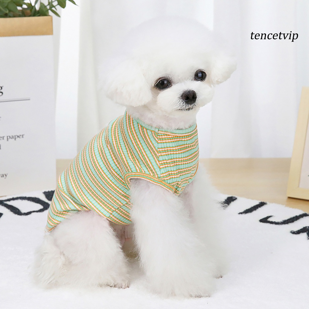 Áo Cotton Cổ Tròn Họa Tiết Sọc Nhiều Màu Sắc Dành Cho Thú Cưng