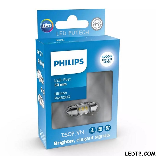 [LEDT2 ISOP] Đèn trần Philips Festoon Ultinon Pro6000 [Số lượng: 1 bóng] [Bảo hành: 5 năm]