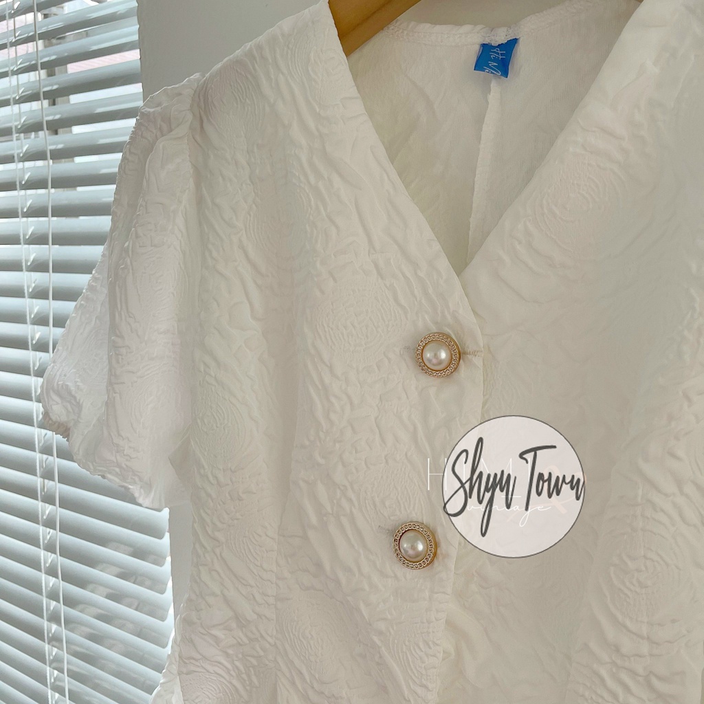 [GIÁ TỐT NHẤT-Sẵn 3 màu ]Đầm nữ cổ chữ V họa tiết dập nổi thanh lịch nữ tính, Váy gấm hở lưng hoạ tiết nổi tay bồng có | BigBuy360 - bigbuy360.vn