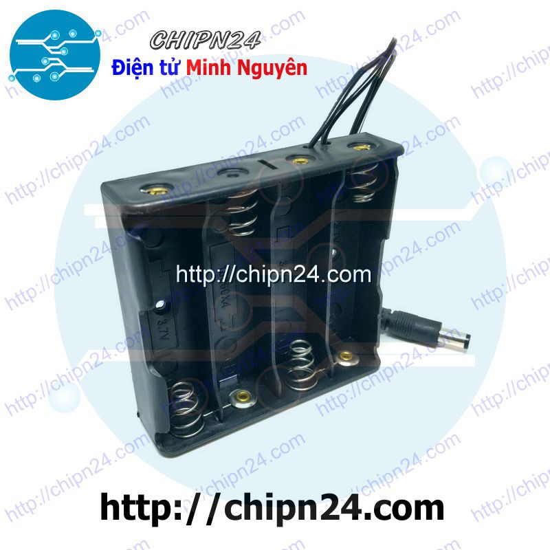 [1 CÁI] Hộp Đế Pin 18650 4 viên Có Chuôi Cắm Jack DC