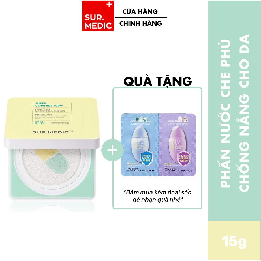 Phấn Nước Che Phủ Hoàn Hảo Sur.Medic+ Super Ceramide 100™ Protection Moisture Sun Cushion SPF50+ PA++++ 15g | BigBuy360 - bigbuy360.vn