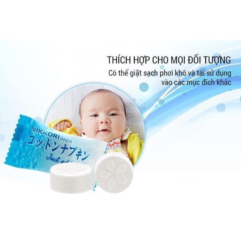 Khăn nén NIKKORI Okamura gói 50c giúp tẩy trang, lau mặt dạng viên nén tiện lợi, an toàn cho cả trẻ sơ sinh