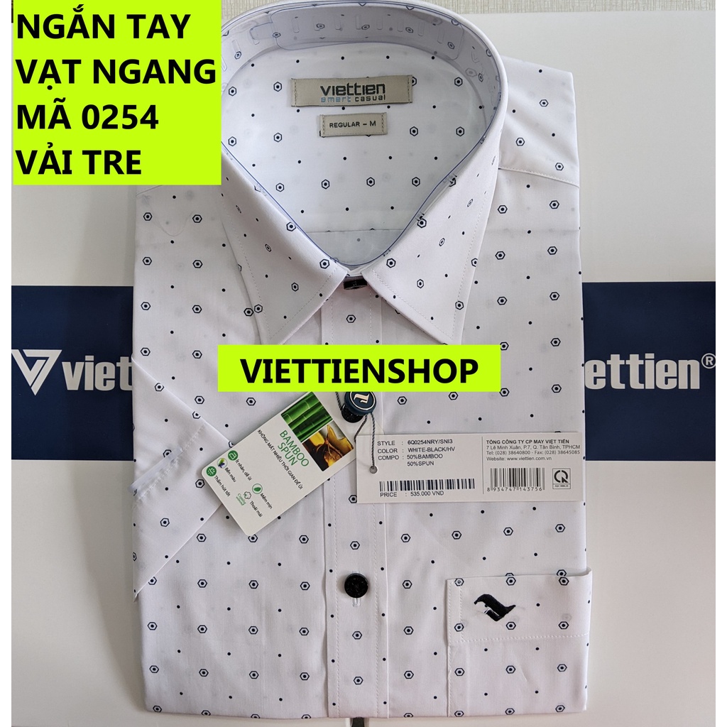 (0254 Sn) ÁO SƠ MI VIỆT TIẾN NGẮN TAY VẠT NGANG VẢI TRE
