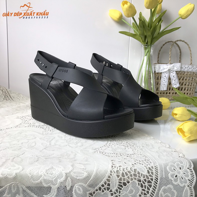Sandal Cross Nữ Brooklyn High Wedge Cao 9 cm Màu Đen