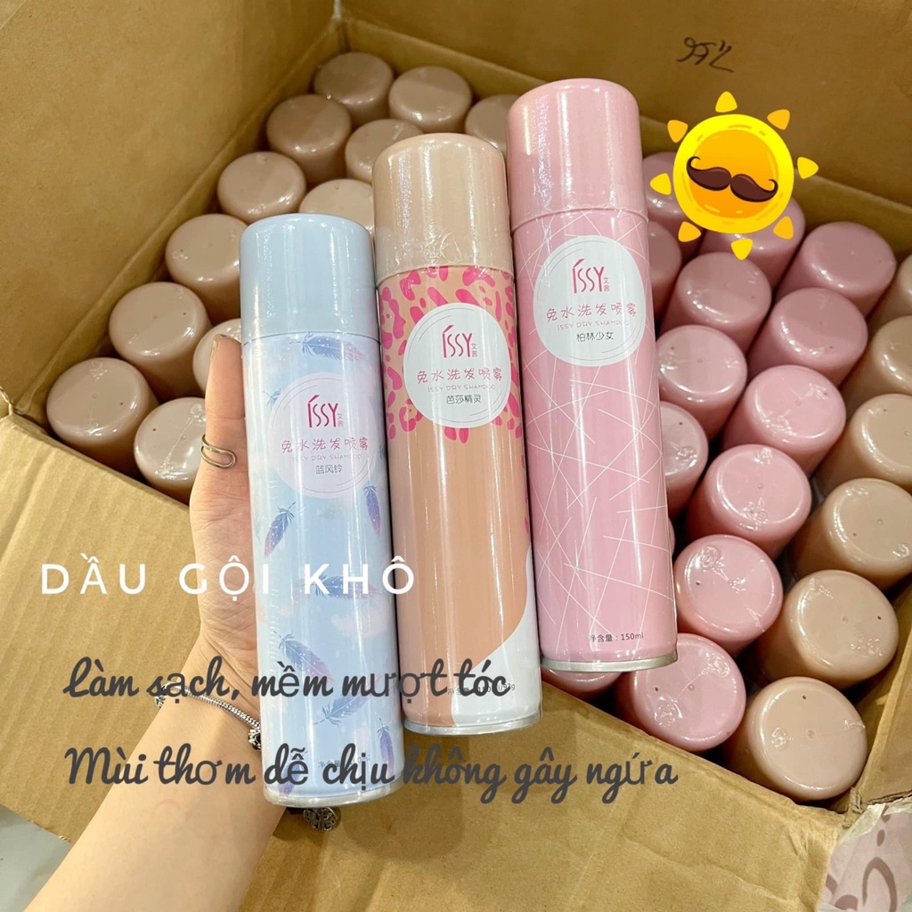 Dầu gội khô Issy dạng xịt an toàn không bết tóc tạo độ bồng bềnh cho tóc hương thơm dịu nhẹ