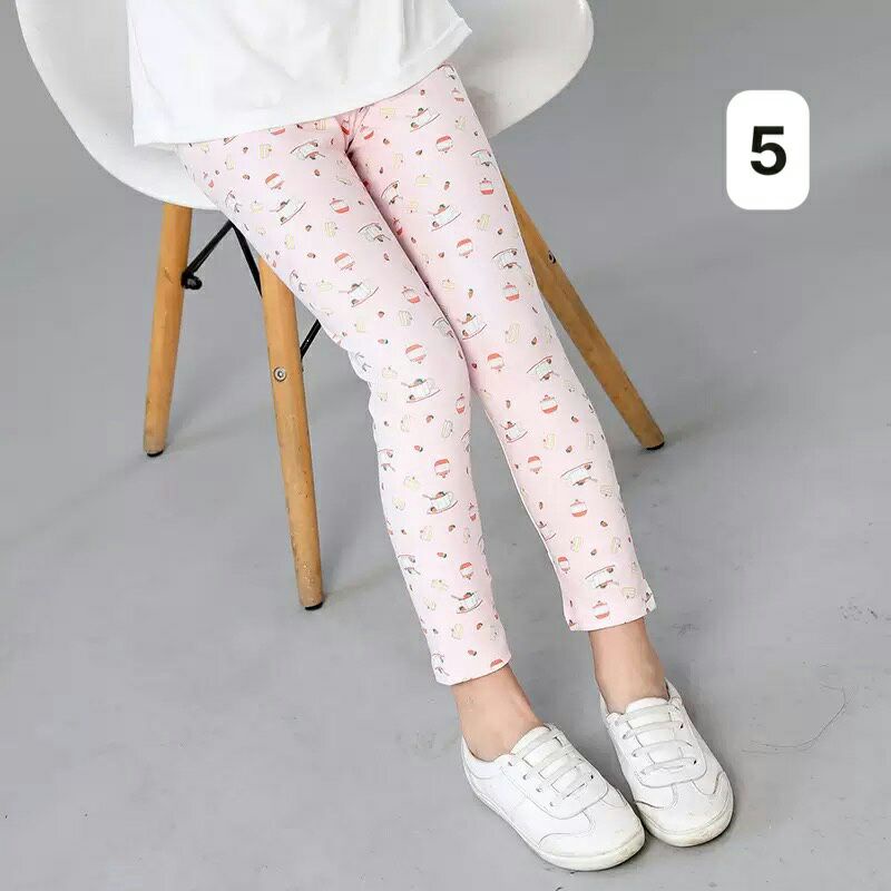 Quần legging hoạ tiết bé gái chất cotton co giãn tốt