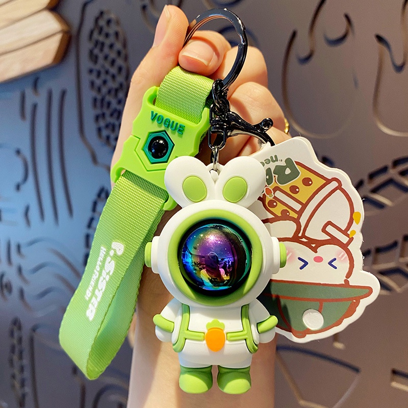 Móc khóa Thỏ Phi hành gia Cà Rốt kèm dây khóa nhiều màu đáng yêu Ráp dùng để trang trí túi xách balo, quà tặng bạn bè