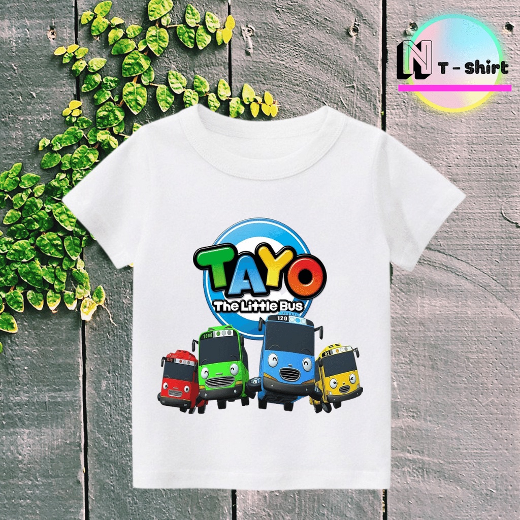 Áo thun cho bé in hình hoạt hình Tayo Bus, Áo cotton mặc mát thoải mái NTShirt 01