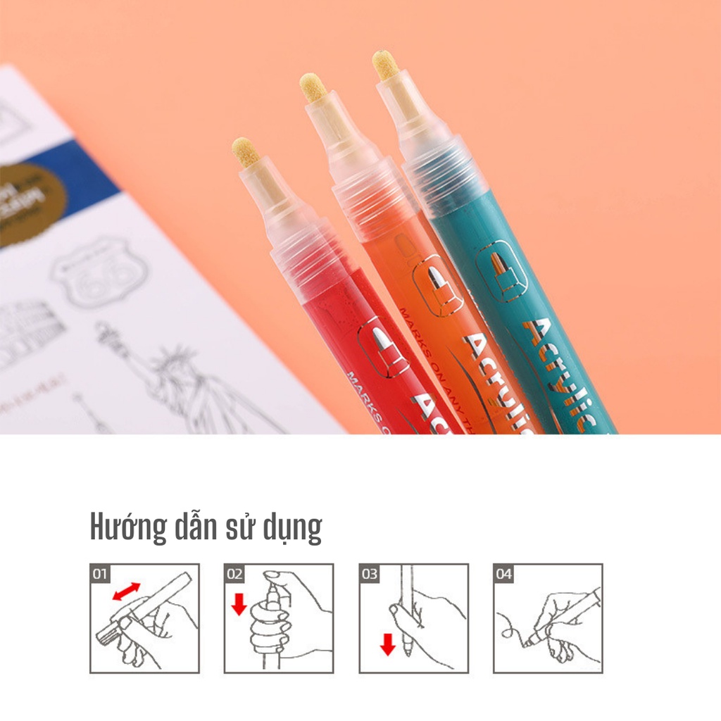 Bộ bút sơn Acrylic Painter 15 màu không phai không thấm nước vẽ trên nhiều chất liệu ST479