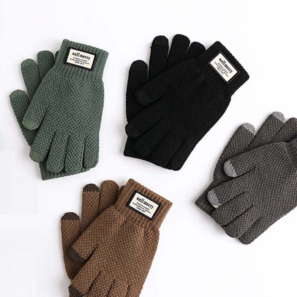 Găng tay năm ngón mềm mại dày dặn giữ ấm mùa đông cho nam