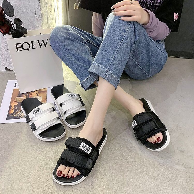 (Có 2 Màu) Dép quai ngang nam nữ unisex inviti Fashion quai dán mới