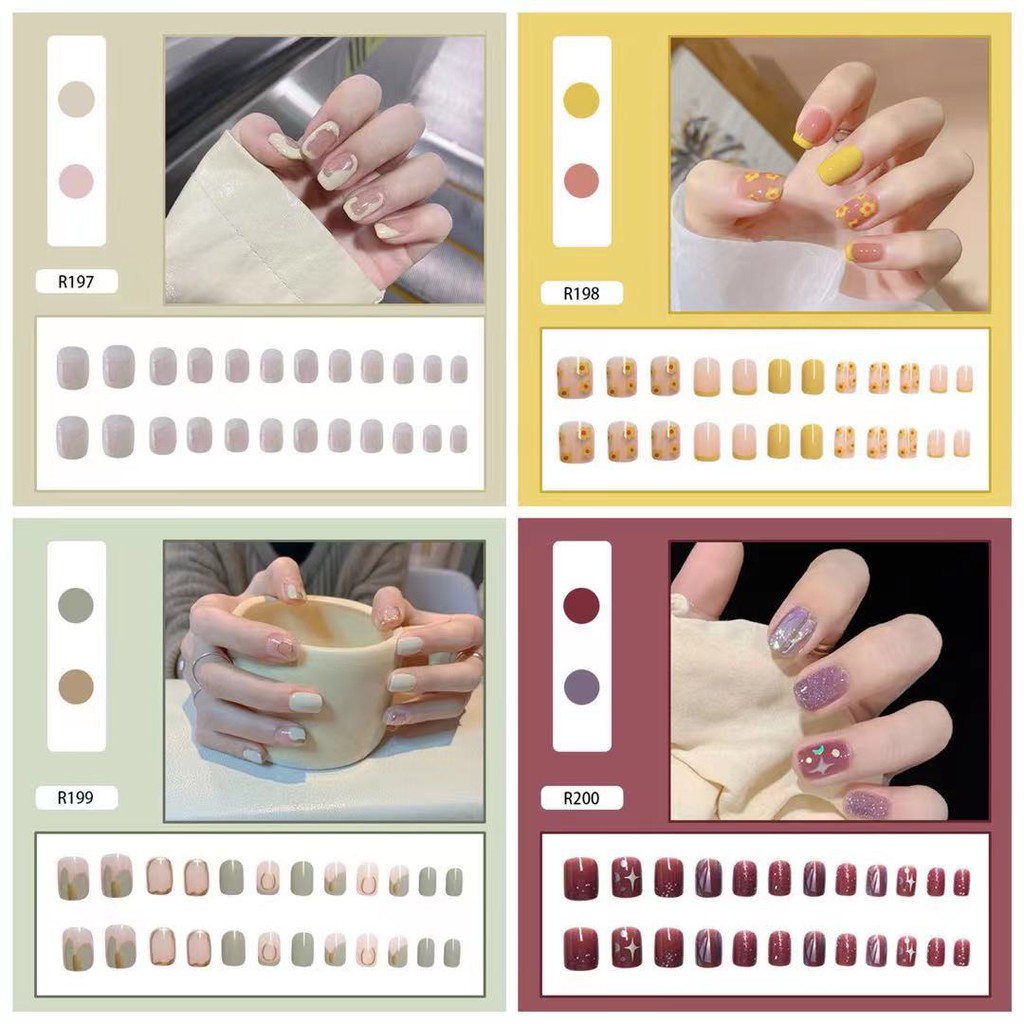 Set 24 Móng Tay Giả Kèm Keo Dán Tiện Dụng Hợp Thời Trang