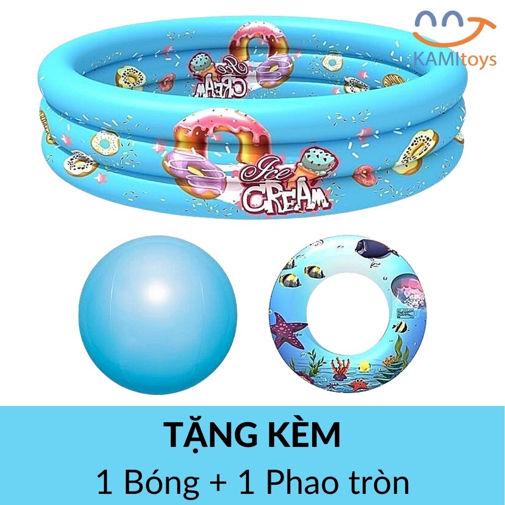 Bể bơi cho bé hình tròn cỡ 130cm  loại hồ phao bơm hơi gấp gọn
