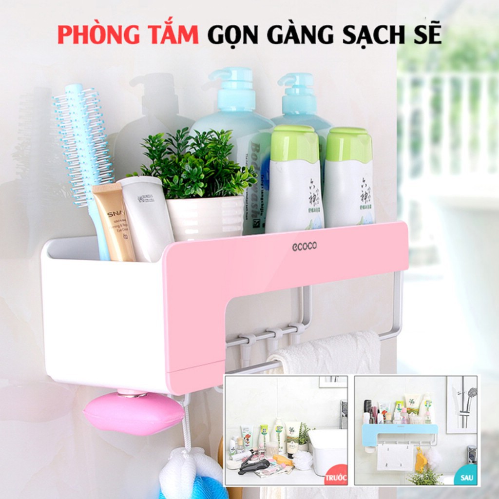 Giá kệ đựng đồ dùng trong nhà tắm Ecoco E1712 siêu chắc không cần khoan đục