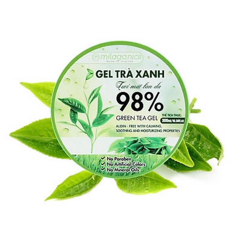 Bộ Đôi Gel Dưỡng Ẩm, Trị Mụn Gel Nha Đam Tươi MILAGANICS 300ml + Gel Trà Xanh MILAGANICS 300ml