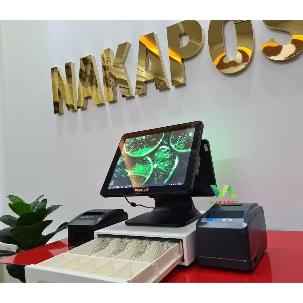 Trọn Bộ Máy Pos 2 Màn Hình ( 15x12 ) NAKA 2727