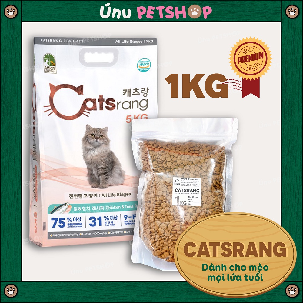 Thức ăn hạt Catsrang Hàn Quốc dành cho mèo lớn mèo con mọi lứa tuổi Túi 1Kg - Ú Nu Pet Shop
