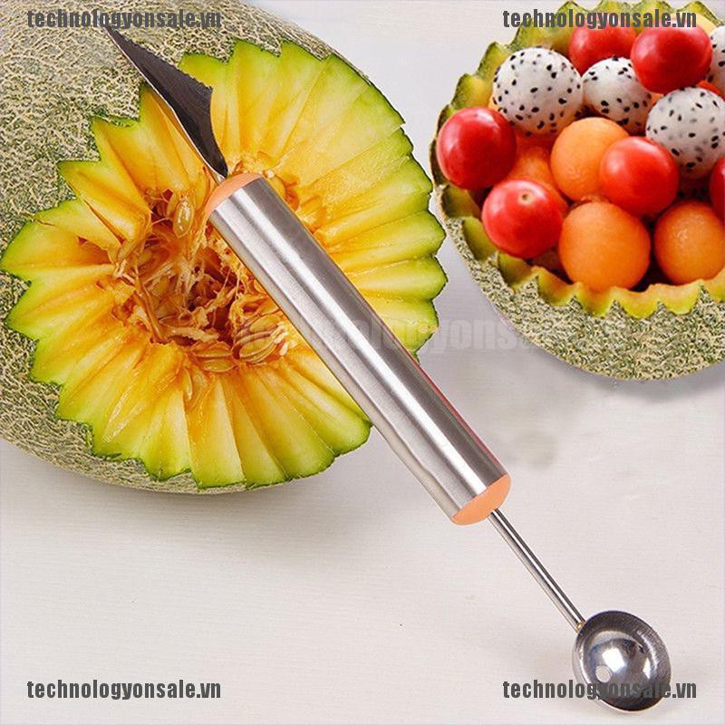 [Tech] New Stainless Steel Ice Cream Double-End Scoop Spoon Melon Baller Cutter Fruit [VN]