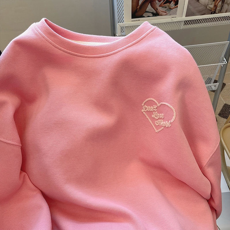 Áo Sweater Dáng Rộng Cổ Tròn In Chữ Kiểu Hàn Quốc Thời Trang Mùa Thu Cho Nữ