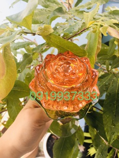 Đế đốt đèn hoa sen pha lê ( cao 15 cm )