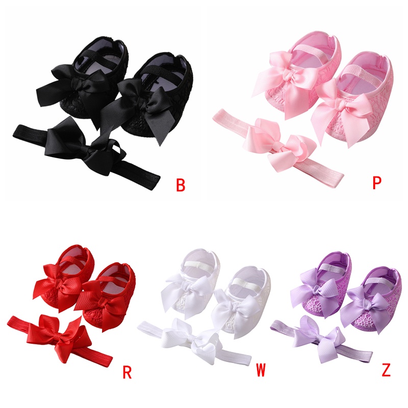 Bộ 2 Chiếc Giày Công Chúa + Giày Vải Satin Mềm Thắt Nơ Cho Bé Gái Tập Đi