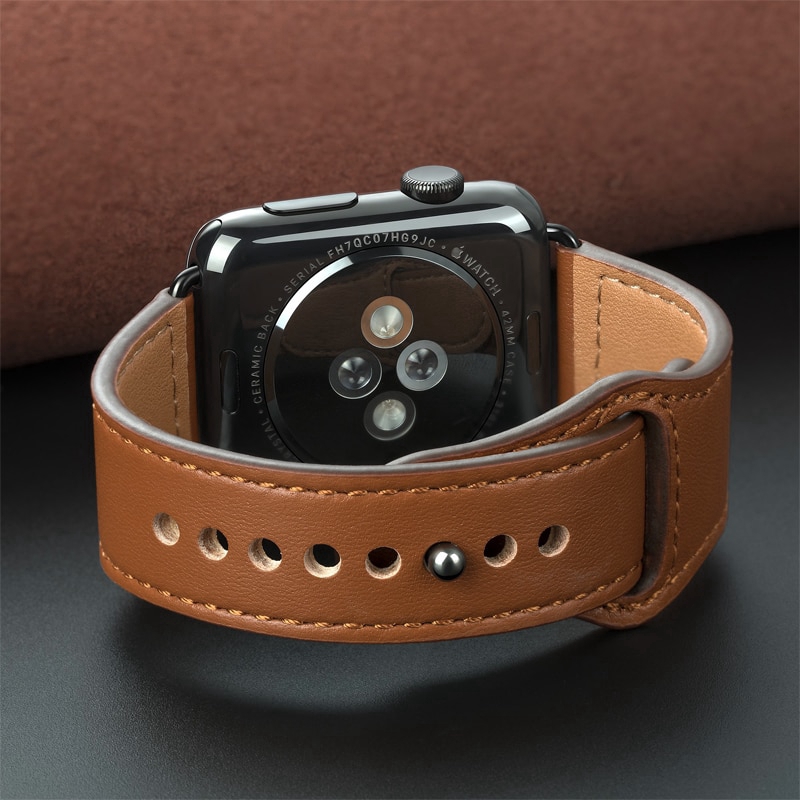 Genuine Leather Loop Strap for Apple Watch Band 42mm 44mm iWatch 5/4/3/2/1 Correa Replacement Bracelet
