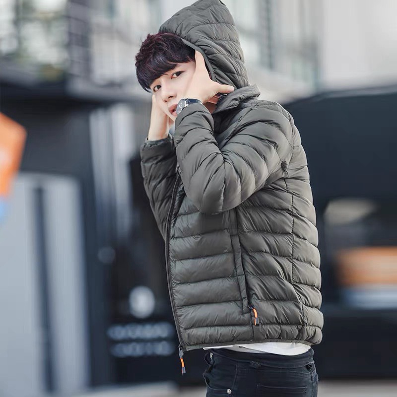 Áo Khoác Phao Nam 3 Lớp Chần Lông Vũ Logo Ngực Nón Tháo Rời Đi Mưa Cản Gió Đông Lạnh Siêu Bền Hàng Cao Cấp Loại 1