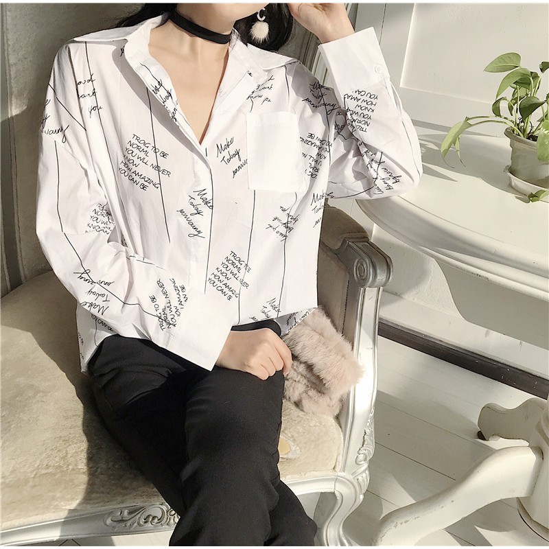 ÁO SƠ MI CHỮ NỔI ULZZANG(kèm hình thật) | BigBuy360 - bigbuy360.vn