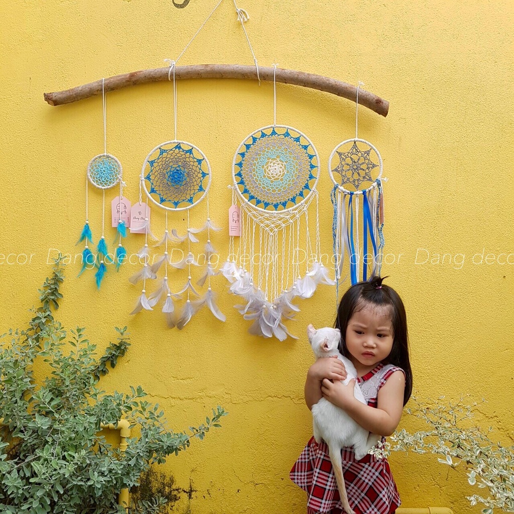 Bộ deamcatcher 4 cái size nhỏ trang trí nhà cửa phong cách Vintage có nhiều màu