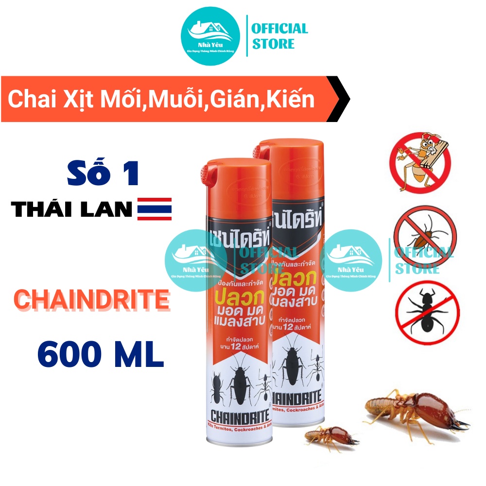 Bình Xịt Diệt Mối,Muỗi,Gián Và Các Loại Côn Trùng ChainDrite Thái Lan 600ml - An Toàn Cho Người Sử Dụng,Hàng Chính Hãng