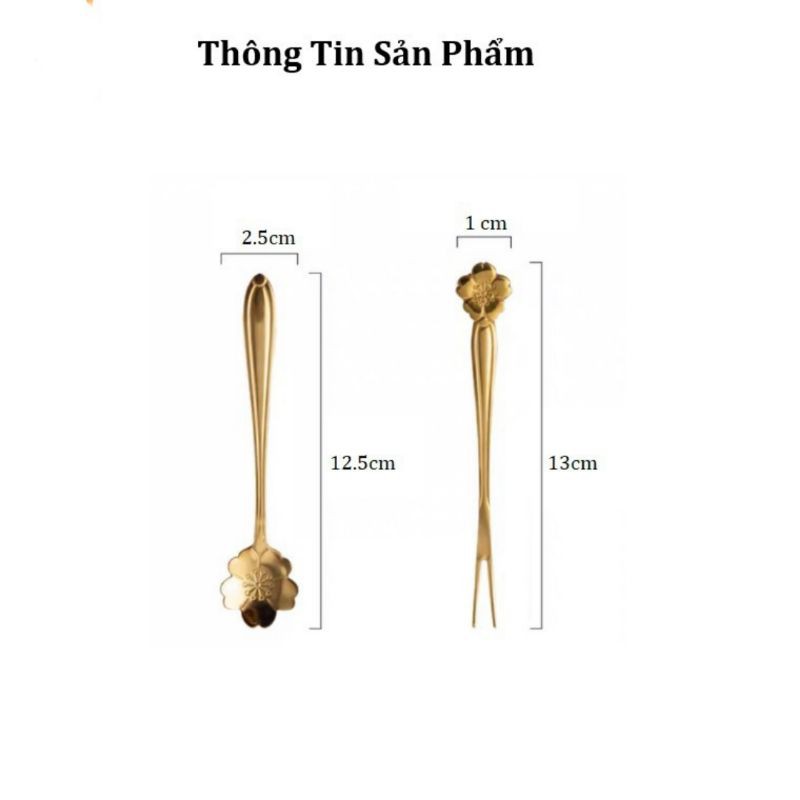 Thìa, dĩa inox mạ vàng hình hoa