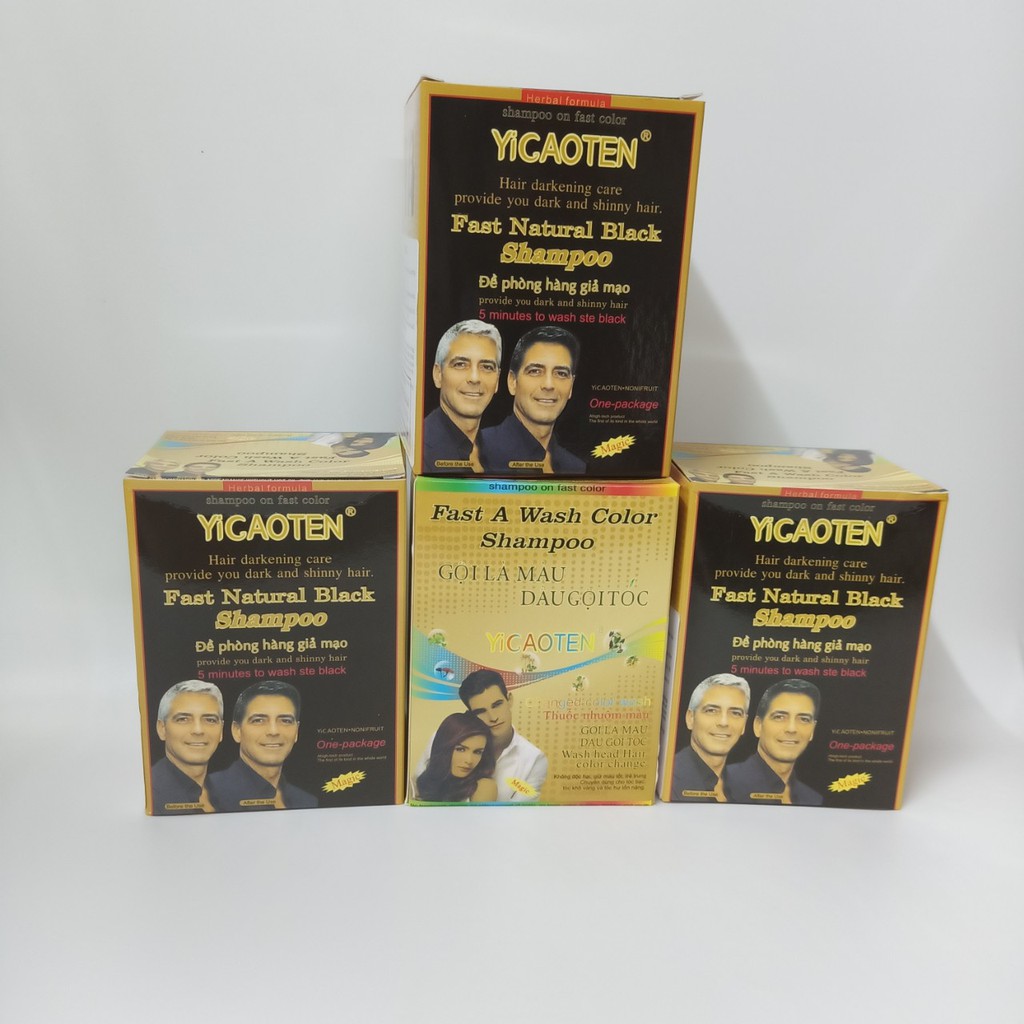 Hộp Dầu Gội Nhuộm Đen Tóc YiCaoTen - Gội Là Đen