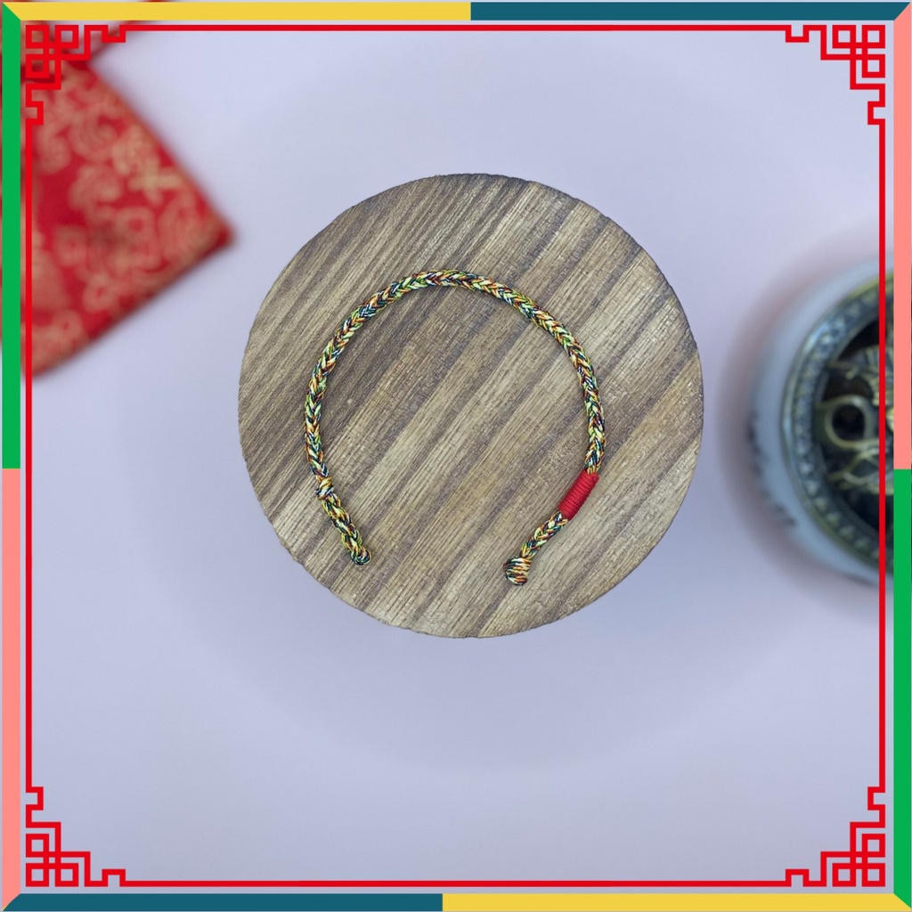 Vòng may mắn chỉ ngũ sắc phối chỉ đỏ kích thước 15cm/16cm/17cm/18cm