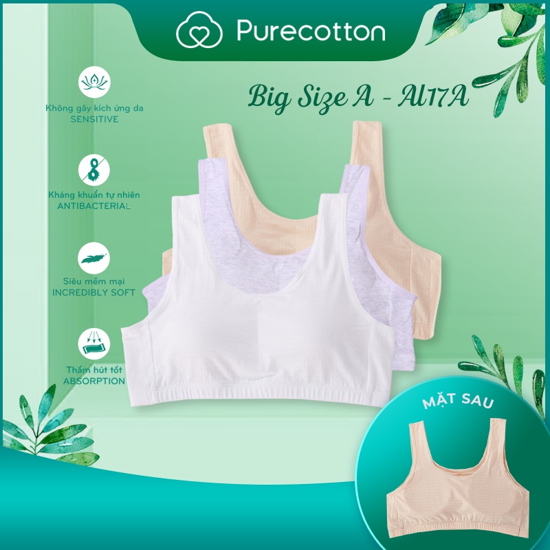 COMBO đủ màu Áo lá học sinh Pure Cotton - Áo lót bé gái mới lớn kiểu dáng chui đầu có đệm