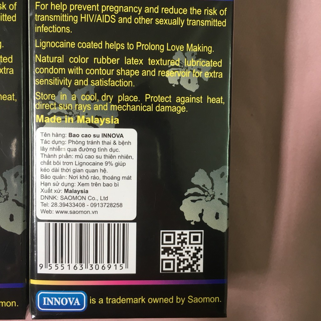 Bao cao su kéo dài thời gian quan hệ gai gân Inova đen hộp 3c 12c