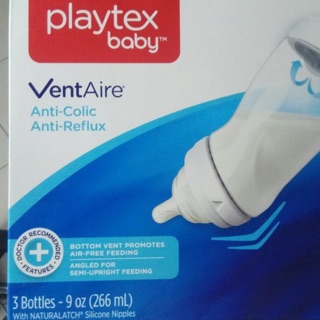 (Hàng Mỹ) Set 3 Bình sữa PLAYTEX cổ rộng 266ml
