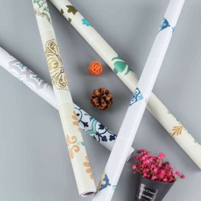 Giấy dán tường nhà bếp, Decal dán bếp chống bắn dầu mỡ ô hoa văn hình