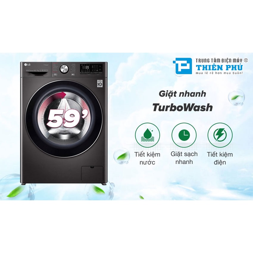 Máy giặt sấy LG FV1413H3BA giặt 13 Kg sấy 8 Kg Inverter, Bảo hành chính hãng 10 năm động cơ
