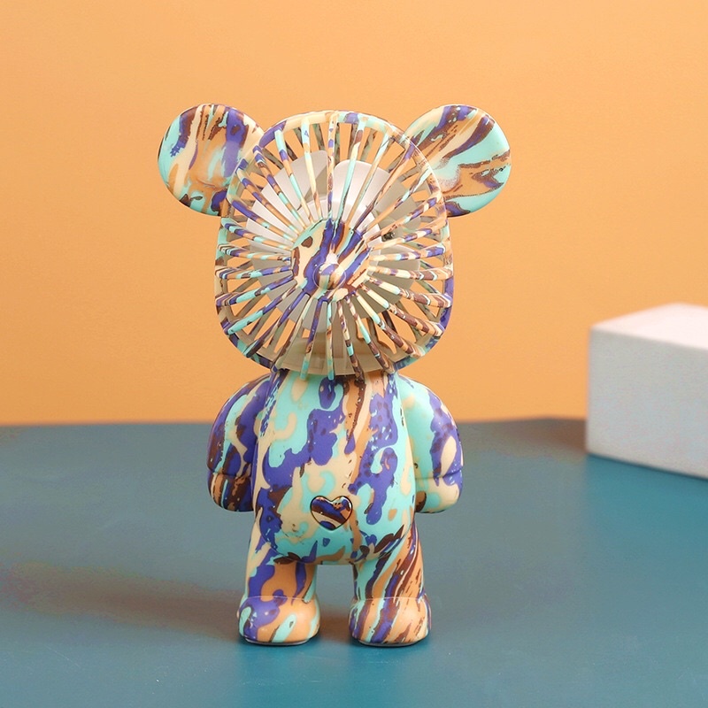 Quạt Hình Gấu Mini Làm Mát Nhanh Để BànGIADUNGTONGKHO1Quạt Sạc Tích Điện Cầm Tay Bearbrick Mang Đi Du Lịch Tiện Lợi