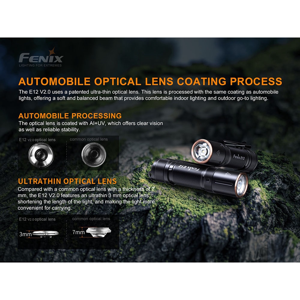 Đèn pin mini FENIX E12 V2 độ sáng 160 lumen chiếu xa 68m sử dụng pin AA