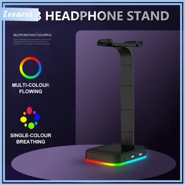 Giá Đỡ Tai Nghe Chơi Game Zevaret Rgb Hai Cổng Usb Chống Trượt Nhiều Màu