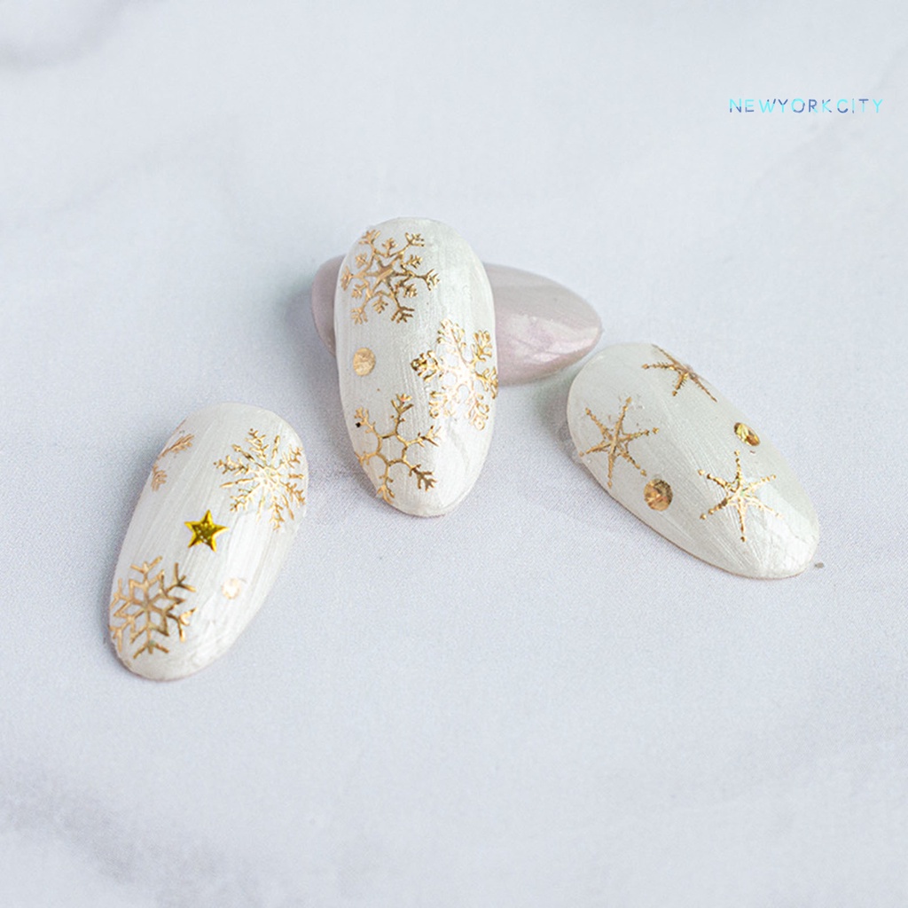 Miếng Dán Móng Tay Không Phai Siêu Mỏng Họa Tiết Bông Tuyết Giáng Sinh Cho Nữ