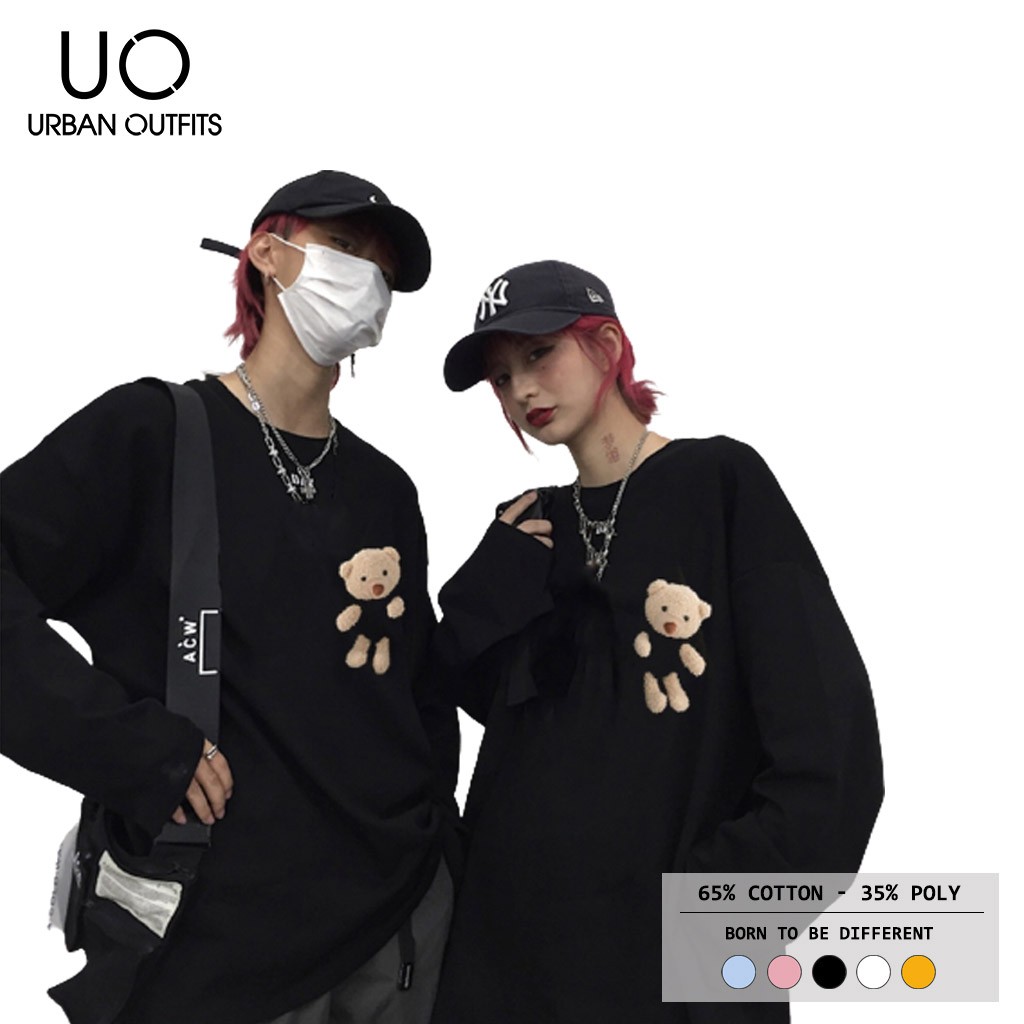 Hàng OUTLET 3 Màu SWO11 Áo Sweater Nữ Nam Form Rộng URBAN OUTFITS Có Túi Gấu Trước In UO Thun Cotton Nỉ | BigBuy360 - bigbuy360.vn
